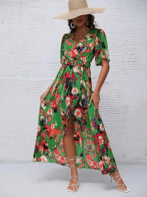 printed-surplice-short-sleeve-maxi-dress OhSoStyled - Sophia's Style in Green-8